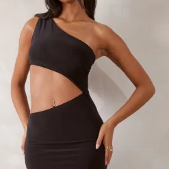 Tall Robe Longue Moulante Découpée Noire -Jolie Vêtue Soldes Magasin aa9bca9afa62d12f0815a7361272dd8a6b7bffba cne2190 4