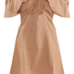 Robe Droite Taupe Nouée à Manches Volantées -Jolie Vêtue Soldes Magasin aad0ef9e99a7529b2074d87fd542b4c316baa009 cnd5573 5