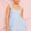 Robe Patineuse Bleu Minéral En Organza à Bretelles épaisses Et Superpositions -Jolie Vêtue Soldes Magasin aaf35c67b45b955c2c3c0c4c218c95ca09a50d5b cnc3044 3