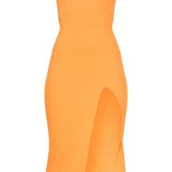 Robe Mi-longue Côtelée Douce Orange Découpée Nouée Dans Le Dos -Jolie Vêtue Soldes Magasin ab2aa01c19aa712936ec284009f3e922bce66746 cne6559 5