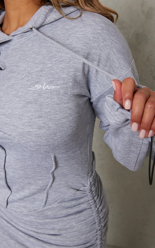 Shape Robe Pull Gris Chiné Imprimé Logo à Corset Et Capuche 6 Shape Robe Pull Gris Chiné Imprimé Logo à Corset Et Capuche – Image 4