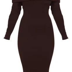 Robe Mi-longue Chocolat En Maille Tricot à Col Bardot -Jolie Vêtue Soldes Magasin ab9e40e4e268ce388c5822dd2e5ec096a46daa9f cnb8454 5