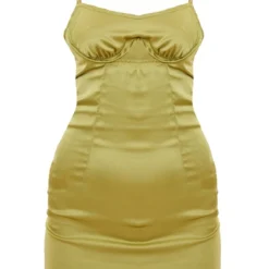 Robe Droite Vert Olive à Buste Découpé Et Armatures -Jolie Vêtue Soldes Magasin abc51236d59ae07664bd26f9029138c574e2938f cnd4284 5