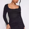 Petite Robe Moulante Texturée Noire à Manches Longues Et Col Rond -Jolie Vêtue Soldes Magasin abcd4a74b2d58d1a4102f19bd761523ae6fc21ff cnd4344 1