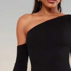 Robe Asymétrique Moulante Côtelée Noire -Jolie Vêtue Soldes Magasin abe1fa15a272c957601ffb3f9bf6361a929a6d1c cnc2532 5