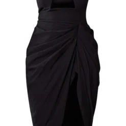 Shape Robe Mi-longue Noire Tissée Froncée Découpée -Jolie Vêtue Soldes Magasin abf8cace6817c1d9a8f75759043c2db4da56ab15 cnc4680 5