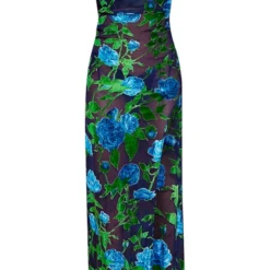 Robe De Plage Longue En Velours Fleuri Bleu Foncé Et Vert -Jolie Vêtue Soldes Magasin ac208adcb92b708a39dfcaaee3953da1f4a308ed cna1941 5