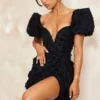 Robe Moulante Drapée Texturée Noire Décolletée à Armatures -Jolie Vêtue Soldes Magasin ad3765c6602f634812af42b8b6316ddf7253b80f cne8507 1