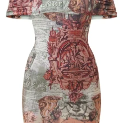 Robe Moulante à Imprimé Rennaissance Multicolore Et Col Bardot -Jolie Vêtue Soldes Magasin ad4ce93afb17981d2f8719f2b945c8a000509edc cnd5821 5