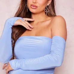 Maternité Robe De Grossesse Longue Moulante Bleue Froncée à épaules Dénudées -Jolie Vêtue Soldes Magasin ad53141ea3014290228f94d33c72fc4d7e75755c cne2364 4