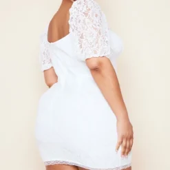 Plus Robe Moulante En Dentelle Blanche à Bonnets -Jolie Vêtue Soldes Magasin ad699c4a72afd0a3358dd499e462f1ee5343e6c5 cne0848 2
