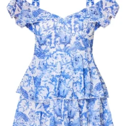 Petite Mini Robe Bleue En Mousseline De Soie Imprimé à Volants -Jolie Vêtue Soldes Magasin adee47a84893b4903d7d06f5c93046b92ec3db78 cnd3288 5