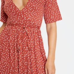 Robe Cache-coeur Terracotta Imprimé Pois à Volants -Jolie Vêtue Soldes Magasin ae0fbdfa1fedd88299cf21bd5809d8395bdda634 cmc7132 5