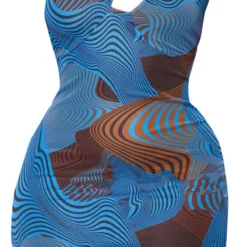 Plus Robe Moulante En Mesh Bleu Imprimé Contours à épaule Unique -Jolie Vêtue Soldes Magasin ae3752d33018f4cacdd0425585339463b56abf1c cmu9363 6