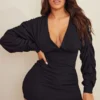 Shape Robe Moulante Côtelée Douce Noire à Décolleté Et Manches Froncées -Jolie Vêtue Soldes Magasin ae5a90a932e895e150eea2f086081c4ebfe16e9e cnb7698 1