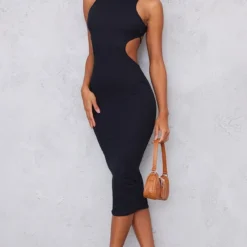 Robe Mi-longue Côtelée Noire Découpée Sur Les Côtés -Jolie Vêtue Soldes Magasin ae886f263148c7c0d094b73a05b16bfd2491516b cnb7948 3