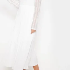 Robe Mi-longue Plissée Blanche à Dentelle -Jolie Vêtue Soldes Magasin aec546075c68c785ac4d262716e6ad1bd13b0d59 cma8560 5