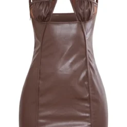 Robe Moulante En Similicuir Chocolat à Détail Buste Découpé -Jolie Vêtue Soldes Magasin af552accaf1c7f9a15e058f81e33ff088cc0543a cnb5126 5