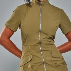 Robe Chemise Parachute Cargo Kaki à Zip -Jolie Vêtue Soldes Magasin af9ba22fed050e034484df1190c7c7bb87c48fde cna6854 4