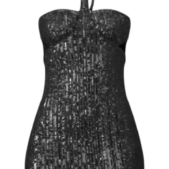 Robe Dos Nu Moulante Noire à Sequins Et Côté Découpé -Jolie Vêtue Soldes Magasin afaab4c3017b721fdf661ac20fe1364ba5495bbf cnb8048 5