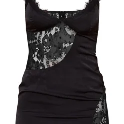 Robe Moulante Satinée Noire à Bretelles Et Détail En Dentelle -Jolie Vêtue Soldes Magasin afbd27a32b7077a12f0ab1d60bf0b5ec411d3ac8 cnd2212 5