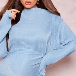 Maternité Mini Robe De Grossesse Moulante Plissée Bleue -Jolie Vêtue Soldes Magasin afc60d0204d912aa1f4bc0ac0a76519eca89ad43 cne2141 4