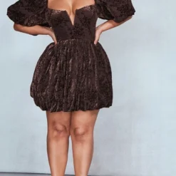 Plus Robe Bouffante Dévorée Chocolat à Barre En V