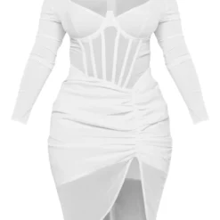 Shape Robe Corset Mi-longue Crème à Manches Longues Et Jupe Froncée -Jolie Vêtue Soldes Magasin b049948602f82463b6c8556a629316ca5c5dc86e cnd5806 5