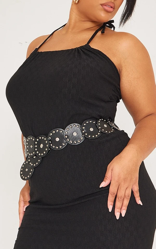 Plus Robe Mi-longue Texturée Noire Dos Nu 6 Plus Robe Mi-longue Texturée Noire Dos Nu – Image 4