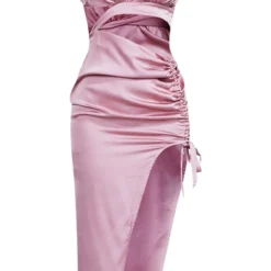 Robe Moulante Décolletée Froncée Satinée Mauve -Jolie Vêtue Soldes Magasin b10f1157dced14b4f7e35f2d026bbe8f841b7a98 cnb7492 5