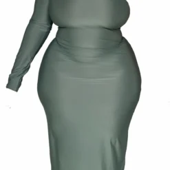 Plus Robe Mi-longue Moulante Kaki Asymétrique -Jolie Vêtue Soldes Magasin b11bfae88e6a659d7a381c76119bbb4684507a8f cnd2776 5