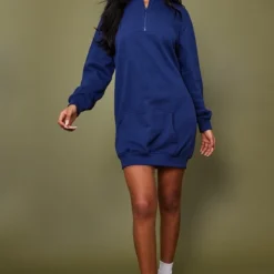 Tall Robe En Sweat Bleu Marine à Zip -Jolie Vêtue Soldes Magasin b14d7f03773b3dfb8b8671af34f9711ffd92b182 cnc4009 3