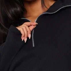 Tall Robe Pull Oversize Noire Côtelée à Col Montant Et Demi Zip -Jolie Vêtue Soldes Magasin b1c6525a681f93c01a6da1861bc31957cf571a9f cnd9791 4