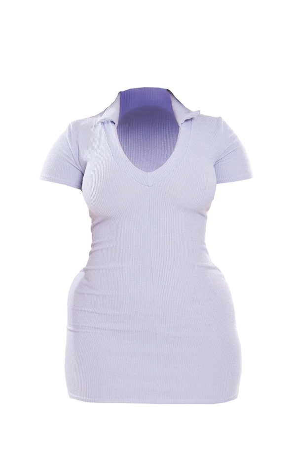 Shape Robe Moulante Côtelée Crêpée Bleu-gris à Manches Courtes Et Col 7 Shape Robe Moulante Côtelée Crêpée Bleu-gris à Manches Courtes Et Col – Image 5