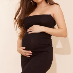 Logic Maternité Robe De Grossesse Bustier Mi-longue En Jersey Noir -Jolie Vêtue Soldes Magasin b27fcaeda34c6460ac567d69da58896a8710a538 cne5223 4