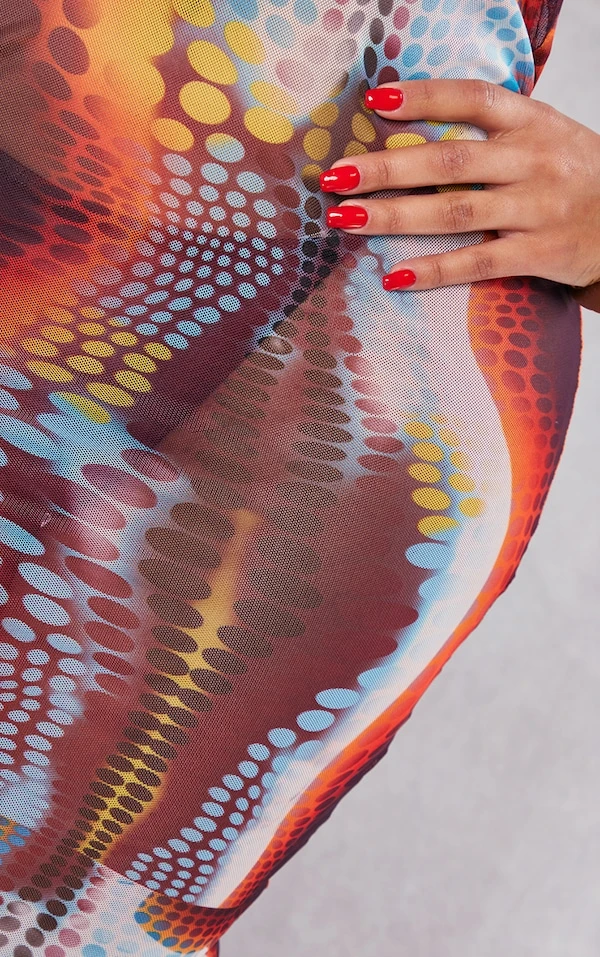 Shape Robe Mi-longue En Mesh à Pois Rouges 6 Shape Robe Mi-longue En Mesh à Pois Rouges – Image 4