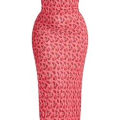 Plus Robe Longue Rose Fleurie Plissée à Col Bénitier -Jolie Vêtue Soldes Magasin b307f6d1a34aaae34ce8067a251648b4be2ecb32 cnd5075 5