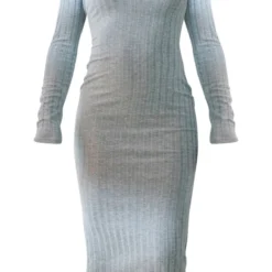 Robe Mi-longue Grise En Maille Côtelée Large à Dos Noué -Jolie Vêtue Soldes Magasin b31e9a50891abf91fd52060317bce7231972d015 cnd4073 5