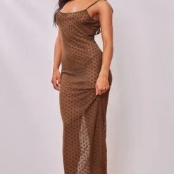 Robe Longue En Mesh Transparent Fleuri Kaki Froncée Sur Le Buste à Bretelles -Jolie Vêtue Soldes Magasin b3450db08e249b42fde1e067113dced7265dd8c3 cne6475 3