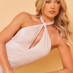 Robe Longue Plissée Gris Pierre à Dos Nu Et Liens Noués -Jolie Vêtue Soldes Magasin b351c899ee0813446e3cafa33ddd7572de1faee1 cne3010 4