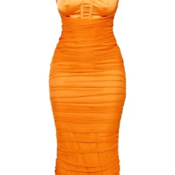 Shape Robe Corset Longue En Mesh Orange à Fronces -Jolie Vêtue Soldes Magasin b3542364282bed5fe50b035941585404f1d81e2e cne4655 5