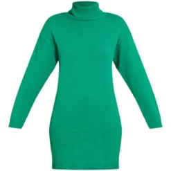 Robe Pull Verte Basique En Maille Tricot à Col Roulé -Jolie Vêtue Soldes Magasin b364afa69f6e6740644c9e50cf6f994f3eaa0f0c cmz8161 5