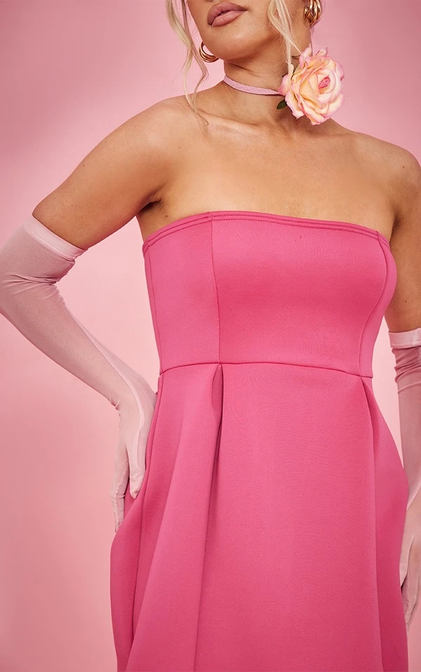 Robe Droite Bustier En Néoprène Rose 6 Robe Droite Bustier En Néoprène Rose – Image 4