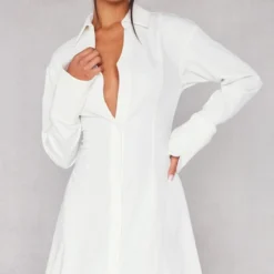 Robe Chemise Tissée Blanche à Dos Lacé -Jolie Vêtue Soldes Magasin b3ba86b1867c5d0755e69a428bd761f9c6b9b74d cnb3581 1