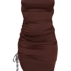 Pure Robe Mi-longue Satinée Marron Chocolat à Bretelles Et Fronces Sur Le Côté -Jolie Vêtue Soldes Magasin b3f3393b8c83739ac9267841f309a7e762261e8c cmp8335 6