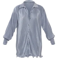 Robe Chemise Bleu Minéral Plissée à Ourlet Volanté -Jolie Vêtue Soldes Magasin b4a655a137262bc7700c3f63407360983a851cea cnd0032 5