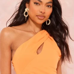 Tall Robe Longue Asymétrique Orange à Parties Torsadées -Jolie Vêtue Soldes Magasin b4c8b68793cbe8dfe5af3a7318c9ebe05c07cccd cne7632 4