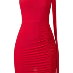 Robe Très Moulante Asymétrique Drapée Rouge à Fronces -Jolie Vêtue Soldes Magasin b501c6eded78d239a461d8d73d21c8084abb62e0 cnc7766 5