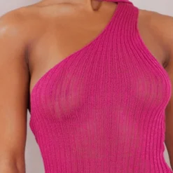 Mini Robe En Maille Tricot Fine Rose à Détail écharpe -Jolie Vêtue Soldes Magasin b50cc1d8274d0475248e297bf6cad4350d201674 cne6262 4