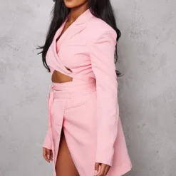 Tall Robe Blazer Rose à Lien Noué -Jolie Vêtue Soldes Magasin b5334048874092ad777f56a748b0f377166aa62f cnc4723 4